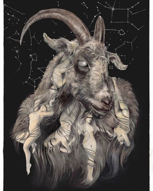 beautifulbizarremagazine:I am obsessed with goats! Amazing work by @dolce_paganne [graphite &amp