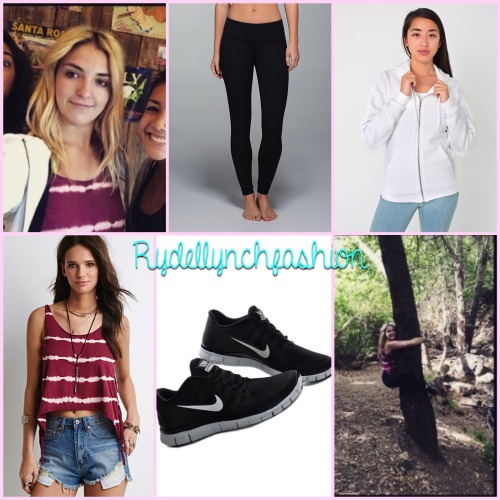 Rydel’s Outfit while Hiking;Tie-Dye Fringe Tank (Exact) - Price: $15.90Unisex Flex Fleece Zip Hoodie