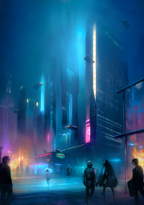 cyberpunky:“Financial District”by Ralph Damiani            