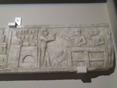 Roman bar - sarcophagus detail,  Ostia Antica* 3rd century CE* Isola sacra necropolis* Exhibition: O