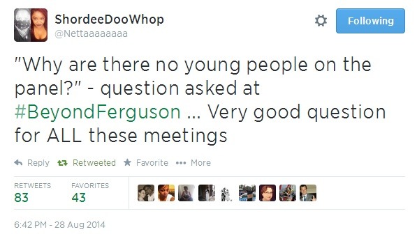 iwriteaboutfeminism:  A Ferguson town hall, held in the Wellspring Church, Thursday