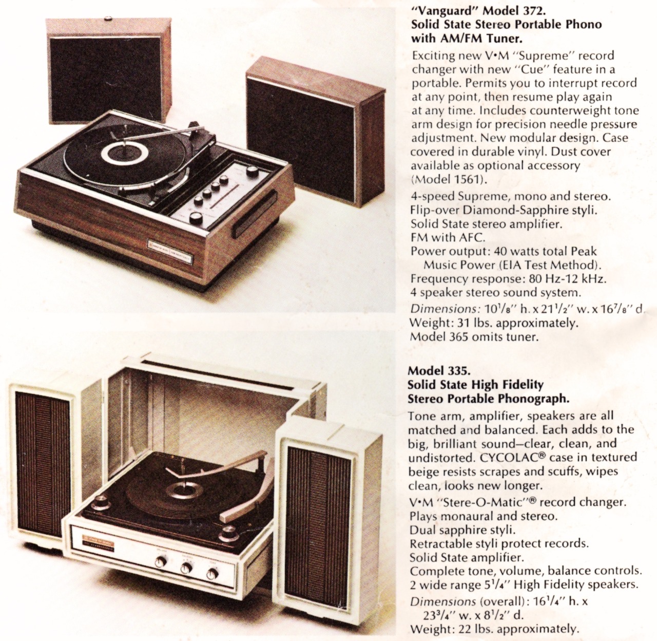 rzorex:  Voice of Music, turntable models, from late 60s catalog. Lithograph catalog,