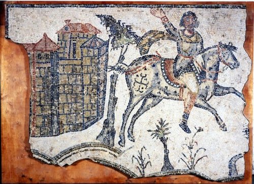 worldhistoryfacts:A vandal cavalryman, from a 5th century mosaic in Tunisia. The Vandals were a Germ