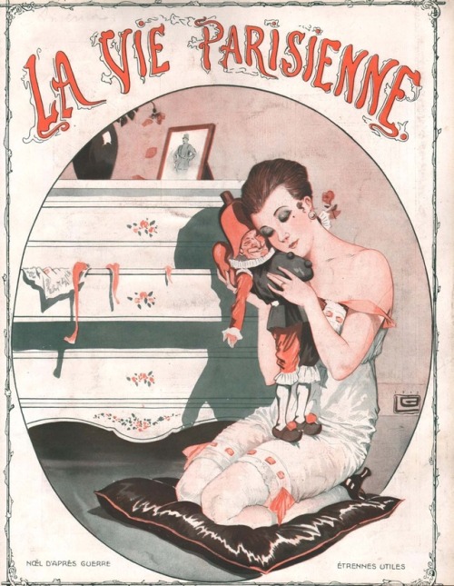 Christmas after the war.French magazine, La vie parisienne, 1919. Art by Georges Léonnec.