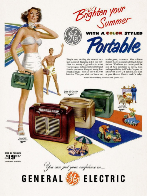 General Electric Radio, 1950Adjusted for inflation this portable radio would cost you $296 today.