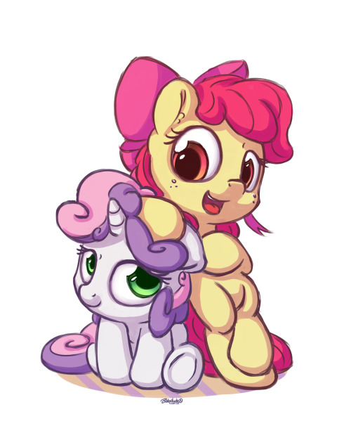 bobdude0:bobdude0:“cause ah’m just that cute!” For real though I love Apple Bloom, she’s my second favorite horse in the show behind Sweetie Belle. So drawing these two together is like, my favorite thing hahaThe time zone reblog strikes again<3