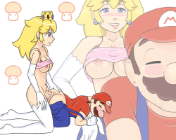 markgrifter:  Here’s Mario getting some lovin’.Artwork by Nobody In Particular.