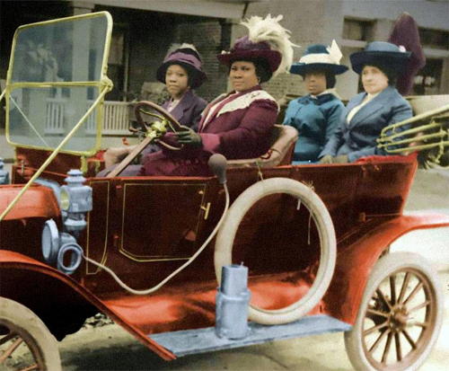 tayfromthabay:  skyakacielo:  Look at this amazingly dope picture of Madam CJ Walker cruisin down the street with her squad. Serving all the looks in the world looking like money and power  Wit her woes