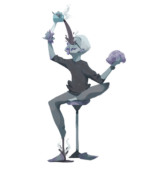 Boyfriend wanted me to paint him drinking coffee with brainz. Playing around with more gray palettes