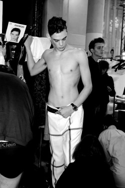 tumbledownthemountain:  l-homme-que-je-suis:  Georges De Saint Mars Backstage @ 3.1 Phillip Lim Fall/Winter 2014 | Paris Fashion Week  X