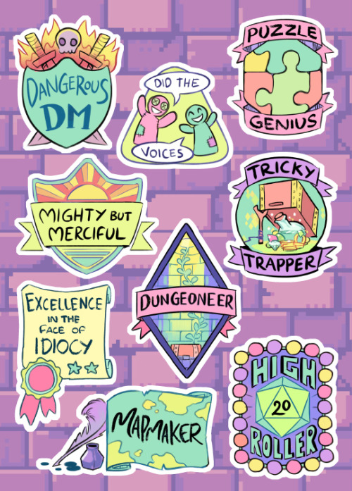 kowabungadoodles: Finally made my DnD / RP reward stickers~ The best loot because you can stick them