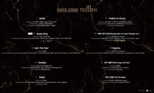 Source: @SJofficialSUPER JUNIOR’s 10th album, “The Renaissance” official track list.   2021.03.16 6P