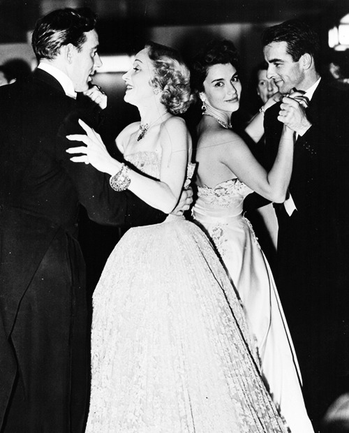 jacquesdemys:  Marlene Dietrich dances with Michael Wilding while Montgomery Clift