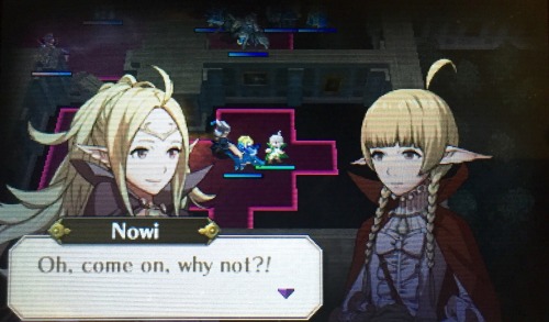 so I started playing fire emblem again and I forgot that this happened. Oh Nowi you dork D: