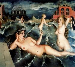 magictransistor:  Paul Delvaux. Nymphs Bathing. 1938. 