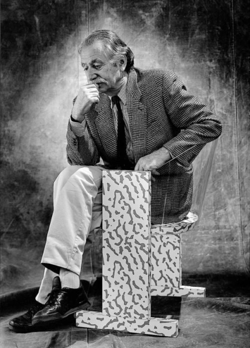 design-is-fine:  Christian Coigny, photography of “vitra personalities”, 1987-1997. Vitra, Switzerland.  A celebrated ad campaign that lasted for a decade. More than 130 people were taking a seat. Like Audrey Hepurn, Keith Haring, Robert Wilson,