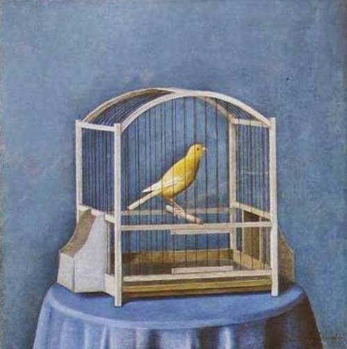 huariqueje:The Canary   -   Antonio Donghi  , 1938 Italian, 1897 - 1963Oil on ca