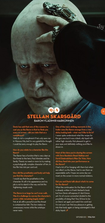 NEW - Stellan Skarsgård interview in the September 2021 issue of TOTAL FILM for his role as Baron Vl