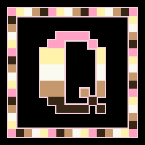 aroworlds:  [image description: four pixel art icon sets of the upper-case leter “q” and