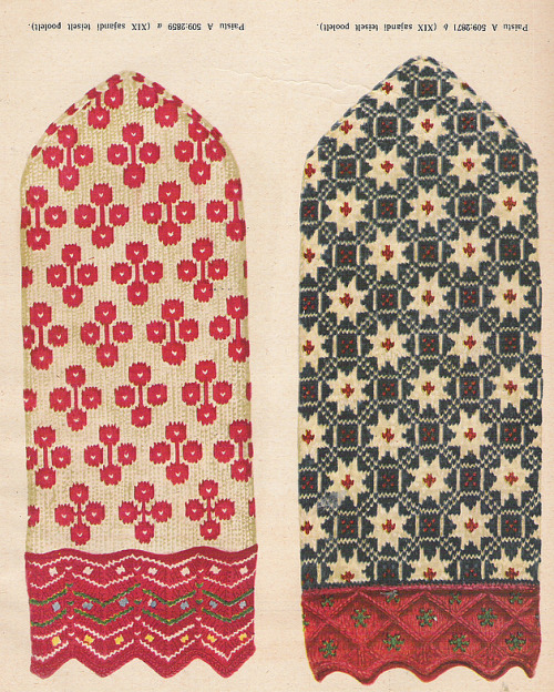 petitepointplace:Icelandic knitting patterns for mittens.  They’d be great for cross stitch as well.