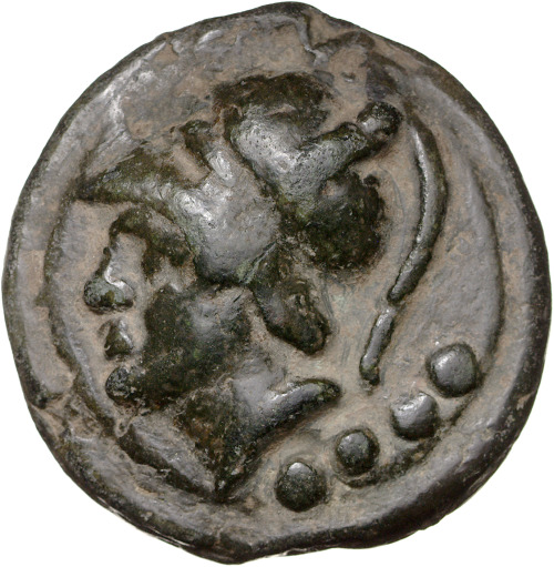 Aes grave, late 3rd century BCEobverse: Minerva with a Corinthian helmetReverse: Roman prorahttps://