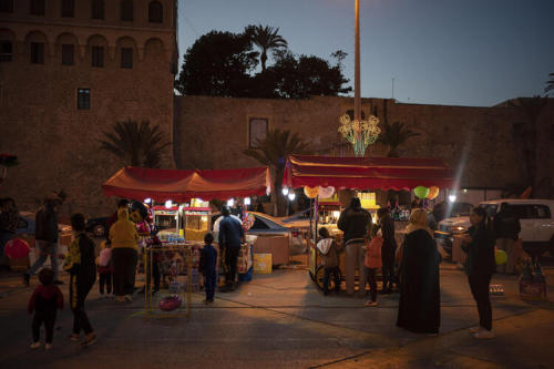 People at Martyr square commemorating the anniversary of anti-Gadhafi protests in Tripoli, Libya. Fe