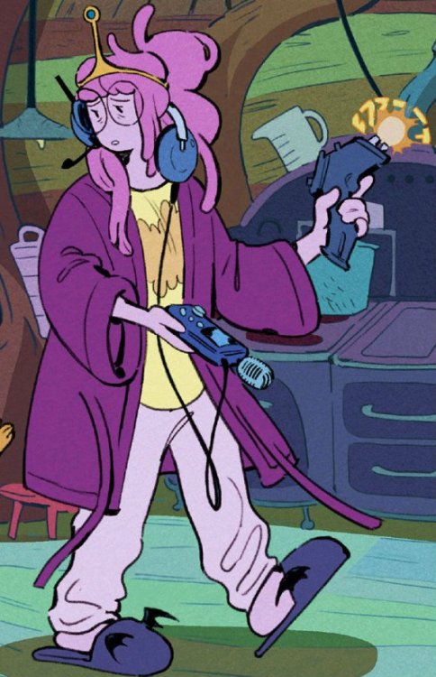 Princess Bubblegum & Marceline in The Beginning of the Endaka, her slippers hAVE BATS ON THEM 