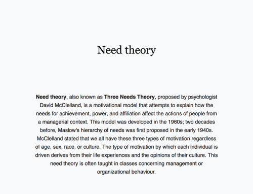 themotivationjournals:  Need Theory