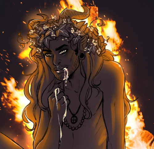 brenna-ivy:  A quick piece for Beltane!In celebration of Pan and my love for bonfires <3Inspired by Nils Kuiper’s beautiful face