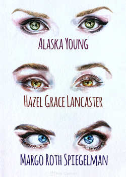 eatsleepdraw:Windows to the SoulWatercolor Tribute to the leading ladies of fishingboatproceeds (John Green)’s novels featuring iamcaradelevingne as Margo and ShaileneWoodley as Hazel. Look closely, the detail in each eye is meant to represent a