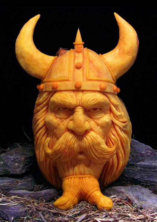 moarrrmagazine:  COLOR OF THE DAY: ORANGE Incredible pumpkin carvings by Ray Villafane