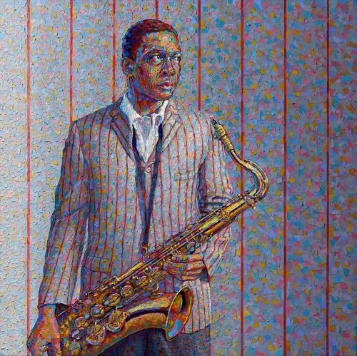 Raymond Logan — John Coltrane  (oil on canvas, 2021)