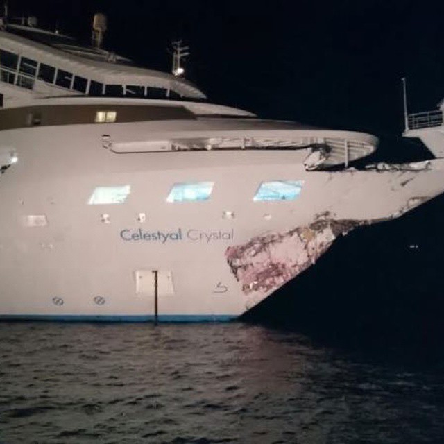 #celestyalcristal, from #celestyalcruises fleet, damaged after collision with a tanker-ship in Turkey