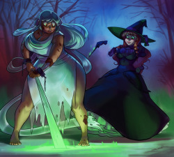 mistercrowbar:  Halloween collab with @dansome0203! :D He did lines and I did colours on this one, with his character Aries (left) as a banshee and my character Leyna. Dan’s style and linework is super great and this was tons of fun to work on! 