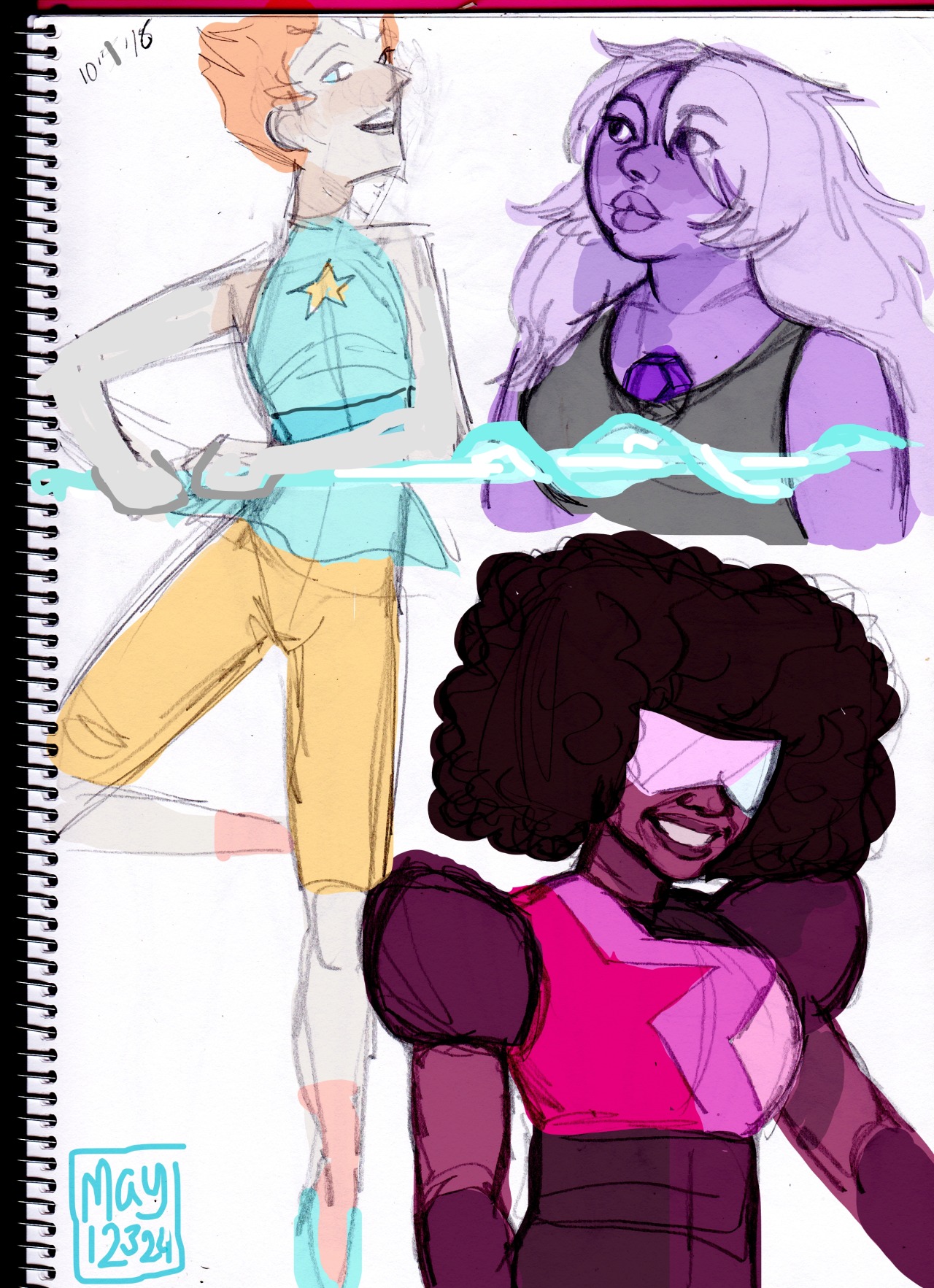 may12324:  Steven Universe sketches. The first picture is my interpretation of Blue