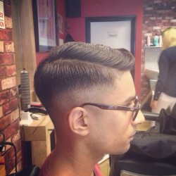 imonkeyaround:  Gents cut by @leighforsyth #taper #fade #clipperwork #quiff #sideparting #pompadour #barbershopconnect #barber #barbering #barbergang #barberlife #barberlife #beard #beardgang #beardlife #traditionalbarbering #men #menshair #mensstyle