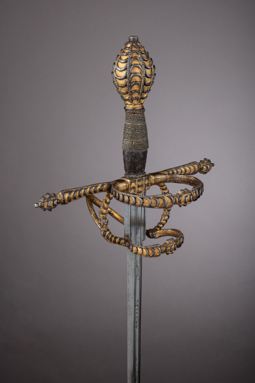 A Rapier with a simple gilded hilt,OaL: 48.5 in/123.2 cmBlade Length: 42.5 in/108 cmWeight: 2.8 lbs/