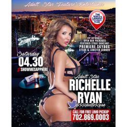 #Vegas I&rsquo;m beyond excited to headline at the Worlds Largest Gentleman&rsquo;s Club @thesapphirelv for @nfl Draft Weekend  1 show going down at 11pm 🎉🍾💸💰 See you there! #VegasNights #FeatureDancing by richelleryan