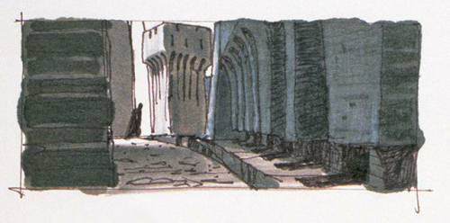 orlofsky:  thewhills: The Empire Strikes Back Concept art | Darth Vader outside and inside his castl
