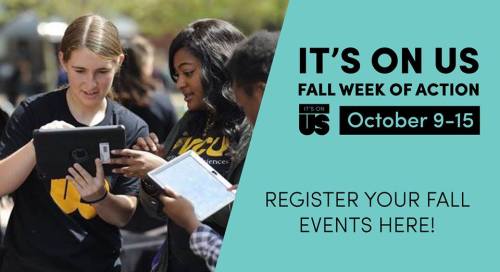 “The It’s On Us Fall Week of Action starts on Sunday, October 9! Join student leaders across t