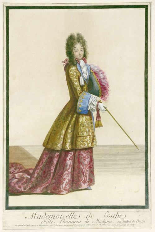 Mademoiselle de Loube in a hunting habit by Antoine Trouvain, after 1692 - c. 1695