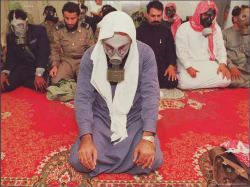 zamaaanawal:  Fajr prayer in a bomb shelter in eastern Saudi during the Gulf War. 