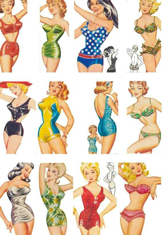 1950sunlimited:  1960s swimsuit illustrations via 