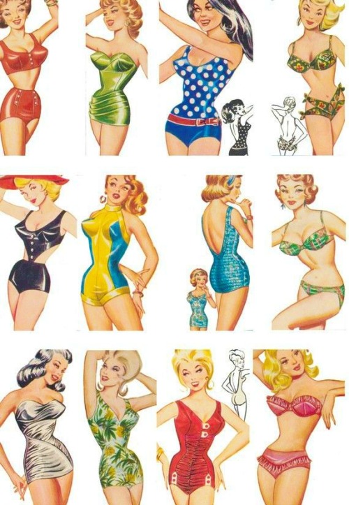 1960s swimsuit illustrationsvia