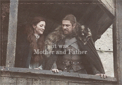 promiseme-ned:  “Needle was Robb and Bran and Rickon, her mother and her father, even Sansa. Needle was Winterfell’s grey walls, and the laughter of its people. Needle was the summer snows, Old Nan’s stories, the heart tree with its red leaves and