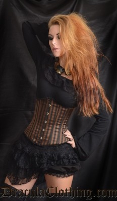 kosplaykitten:  Look what the cat dragged in @ The Kosplay Kitten’s Playground Dracula Clothing buy it at http://draculaclothing.com/index.php/steampunk-striped-corset-p-1588.html