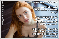 Vanilla-Chastity:  I Must Have Misheard. I Know You Didn’t Ask To Orgasm A Month