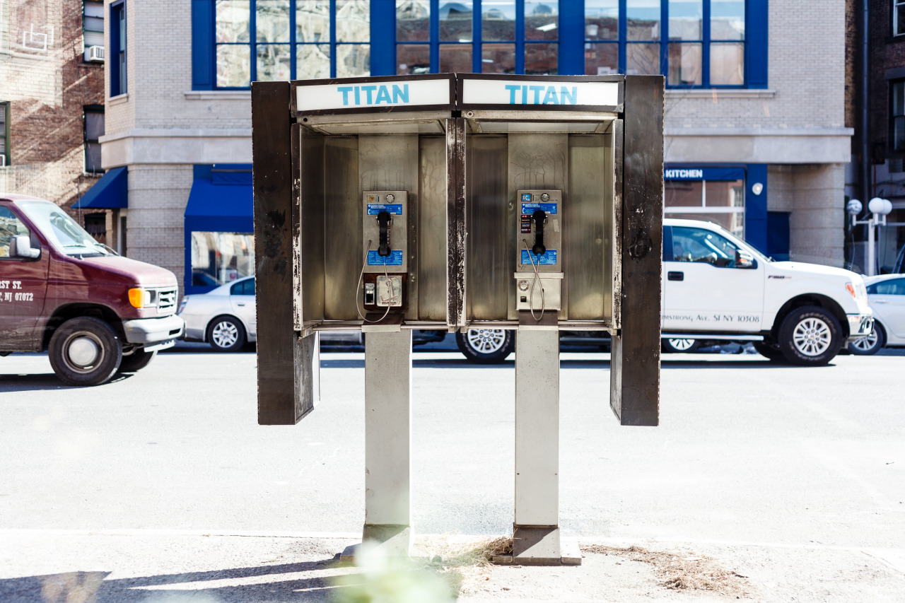 Twin titans, phony phone booths, sunny streets.
West Village, Manhattan. February 2016.