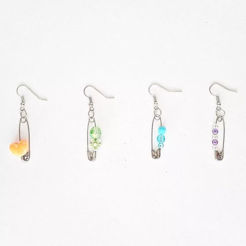 ¡️! Custom Safety Pin Beaded Earrings Pair#craft #handcrafted #handmade #accessories #accessory #j