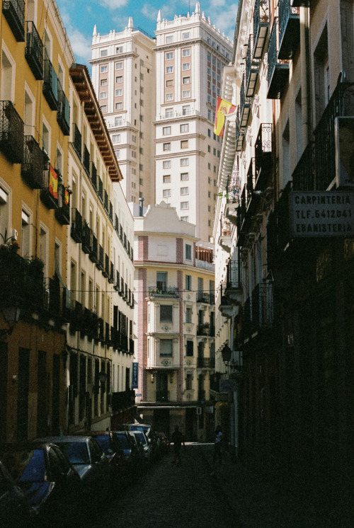 pelayoarbues:Spanish flags close to Plaza de España. Summer 2014, Madrid (Spain)